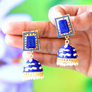 FS Collection Gold Plated Pearls Meenakari Jhumki Earrings