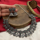 FS Collection Oxidised Plated Pota Stone Necklace Set