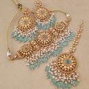 FS Collection Gold Plated Pota Stone And Pearls Choker Necklace Set