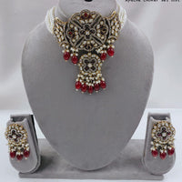 FS Collection Gold Plated Kundan Stone And Pearls Choker Necklace Set