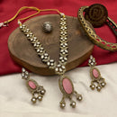 FS Collection Gold Plated Kundan Stone Necklace Set