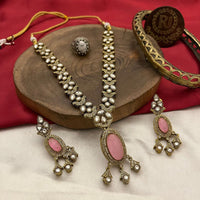 FS Collection Gold Plated Kundan Stone Necklace Set