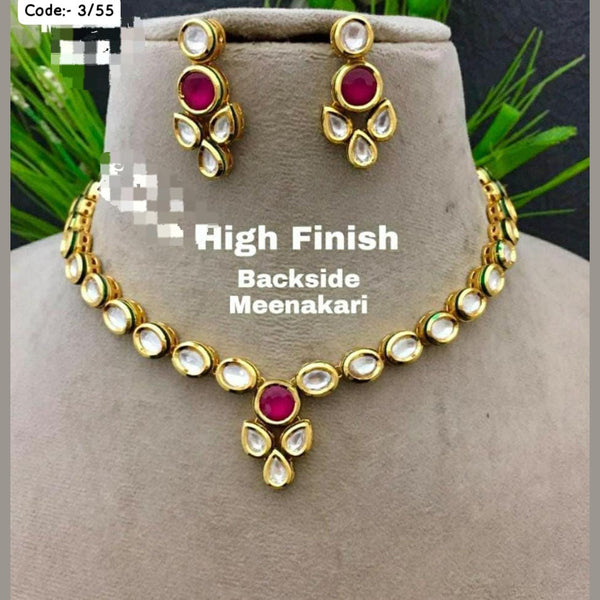 FS Collection Gold Plated Kundan Stone Neckalce Set