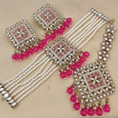 FS Collection Gold Plated Kundan Stone And Pearls Choker Necklace Set