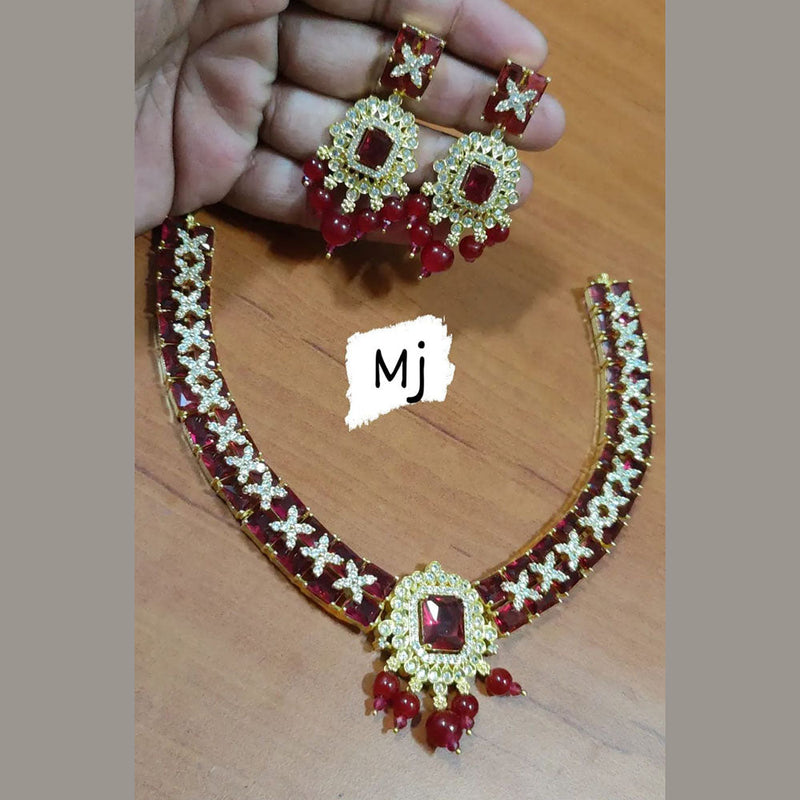 FS Collection Gold Plated Crystal Stone Necklace Set