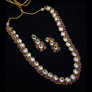 FS Collection Gold Plated Kundan Stone And Beads Necklace Set
