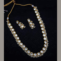 FS Collection Gold Plated Kundan Stone And Beads Necklace Set