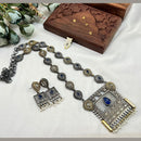 FS Collection 2 Tone Plated Pota Stone And Pearls Long Necklace Set