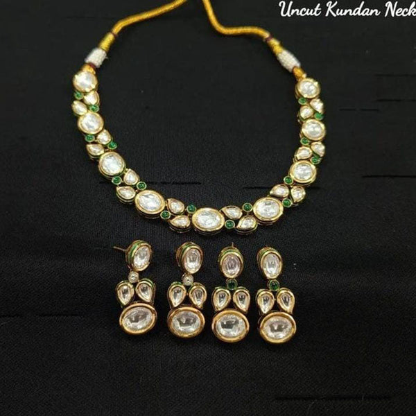 FS Collection Gold Plated Kundan Stone Necklace Set