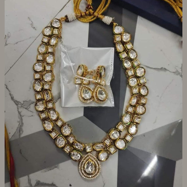 FS Collection Gold Plated Kundan Stone Necklace Set