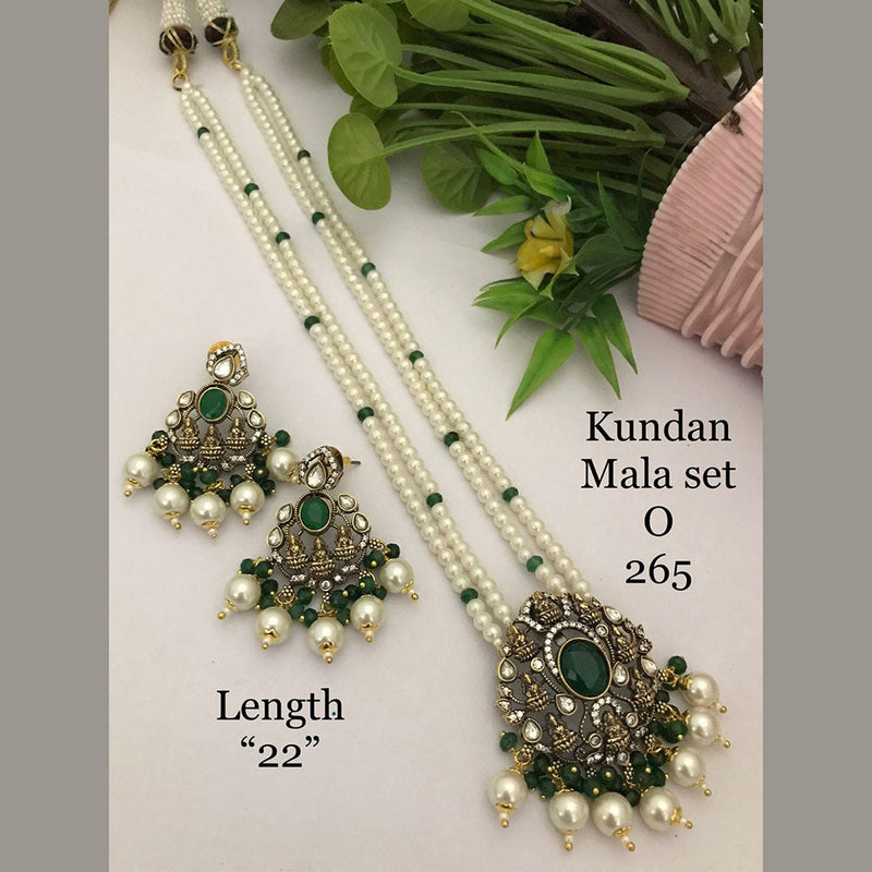 FS Collection Gold Plated Kundan Stone And Pearls Temple Necklace Set