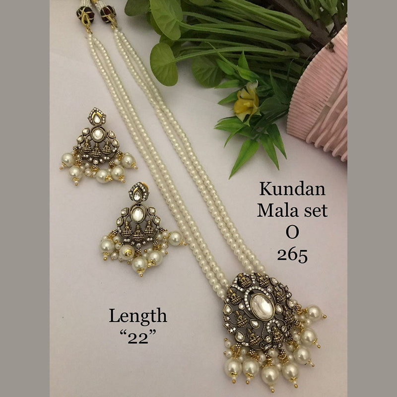 FS Collection Gold Plated Kundan Stone And Pearls Temple Necklace Set