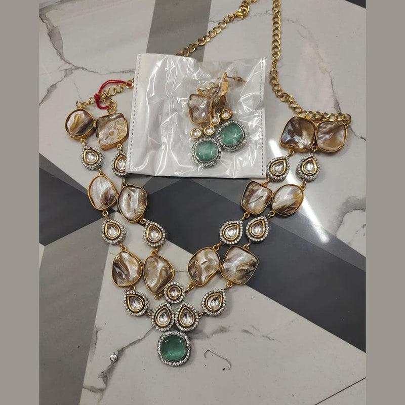 FS Collection Gold Plated Mother Of Pearls Necklace Set