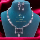 FS Collection Silver Plated American Diamonds Necklace Set