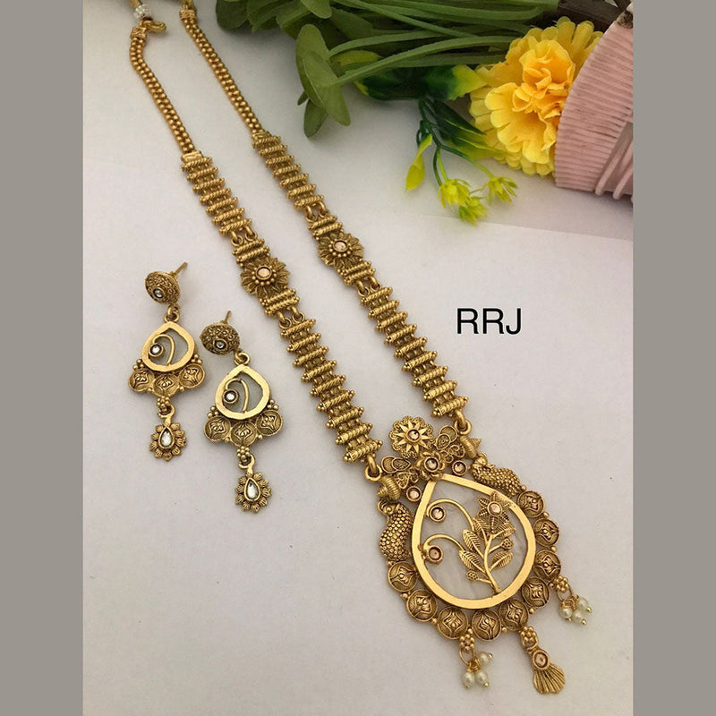 FS Collection Gold Plated Pota Stone And Pearls Necklace Set