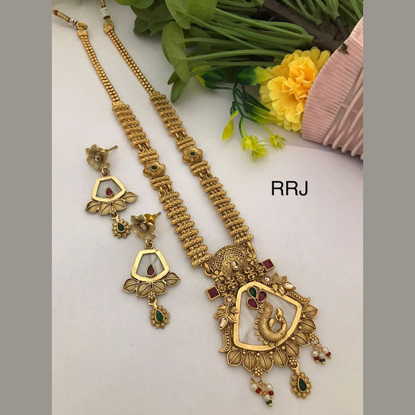 FS Collection Gold Plated Pota Stone And pearls Necklace Set