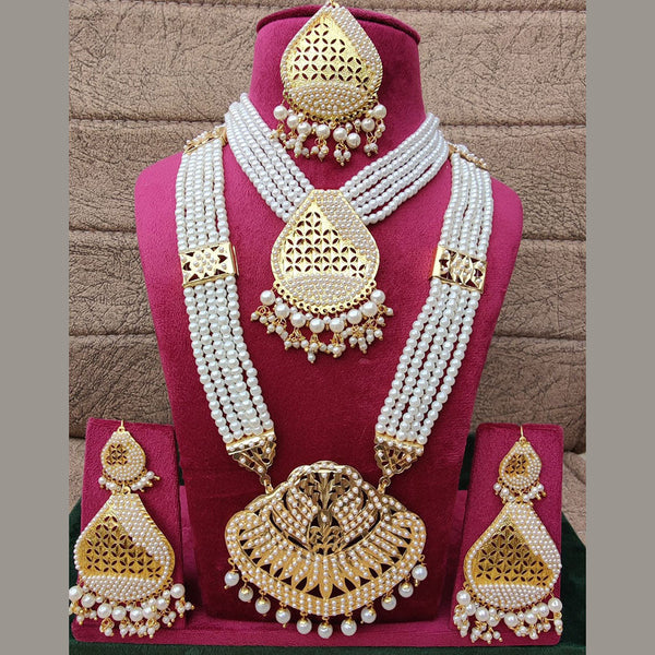 FS Collection Gold Plated Pearls Double Necklace Set