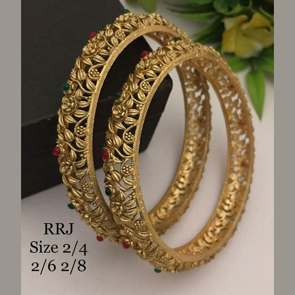 FS Collection Gold Plated Pota Stone Bangle Set