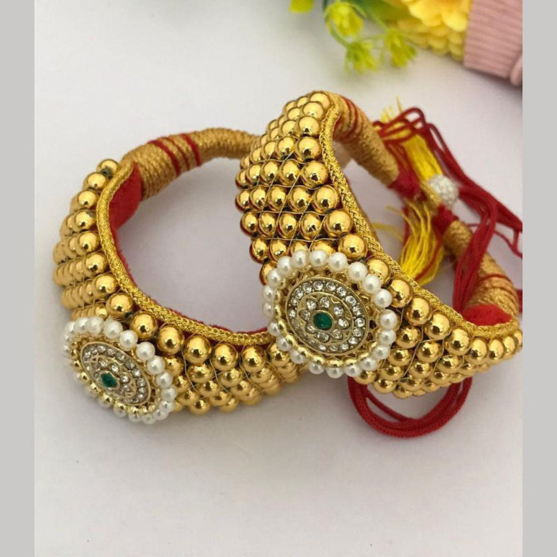 FS Collection Gold Plated Rajasthani Ponchi Bajuband and Armlets