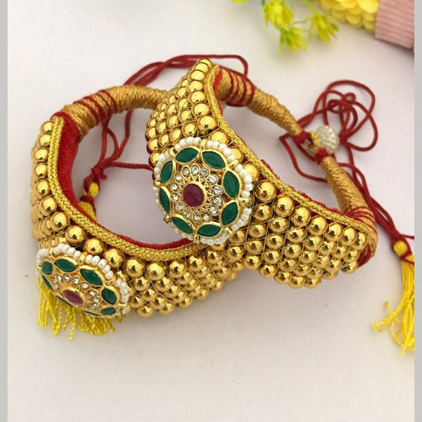 FS Collection Gold Plated Rajasthani Ponchi Bajuband and Armlets