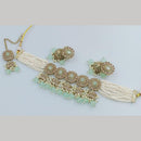 FS Collection Gold Plated Crystal Stone And  Beads Choker Necklace Set