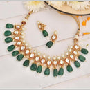 FS Collection Gold Plated Kundan Stone And Beads Necklace Set