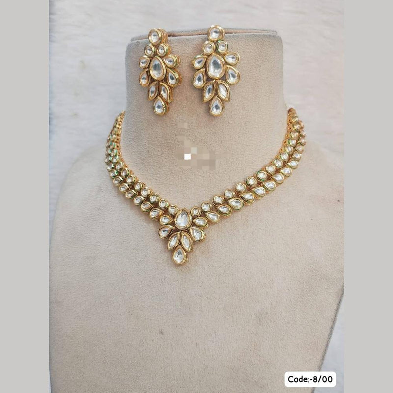 FS Collection Gold Plated  Kundan Stone Necklace Set