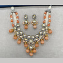FS Collection 2 Tone Plated Kundan Stone And Beads Necklace Set