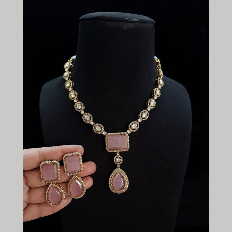 FS Collection Gold Plated Crystal Stone Necklace Set