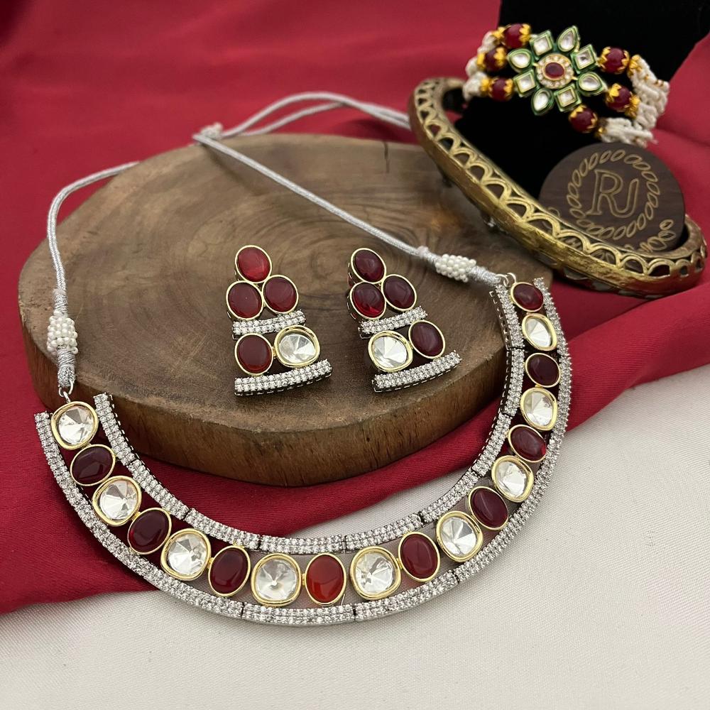 FS Collection 2 Tone Plated Crystal Stone Necklace Set