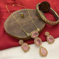 FS Collection Gold Plated Austrian Stone And Crystal Stone Necklace Set