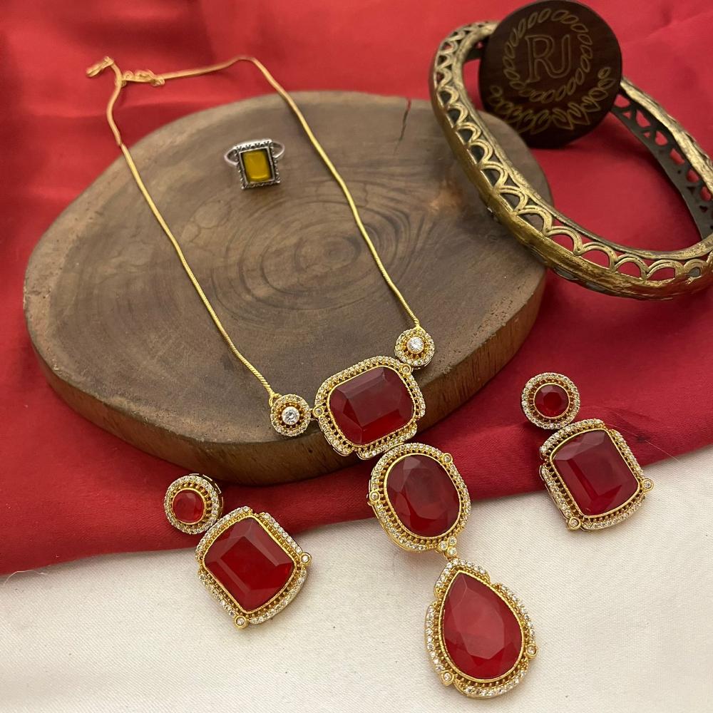 FS Collection Gold Plated Austrian Stone And Crystal Stone Necklace Set