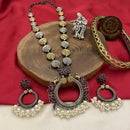 FS Collection Oxidised  Plated Pota Stone Necklace Set