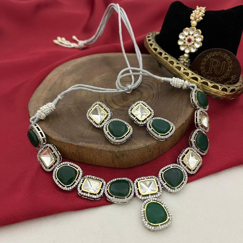 FS Collection 2 Tone Plated Crystal Stone Necklace Set