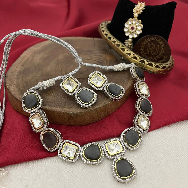 FS Collection 2 Tone Plated Crystal Stone Necklace Set