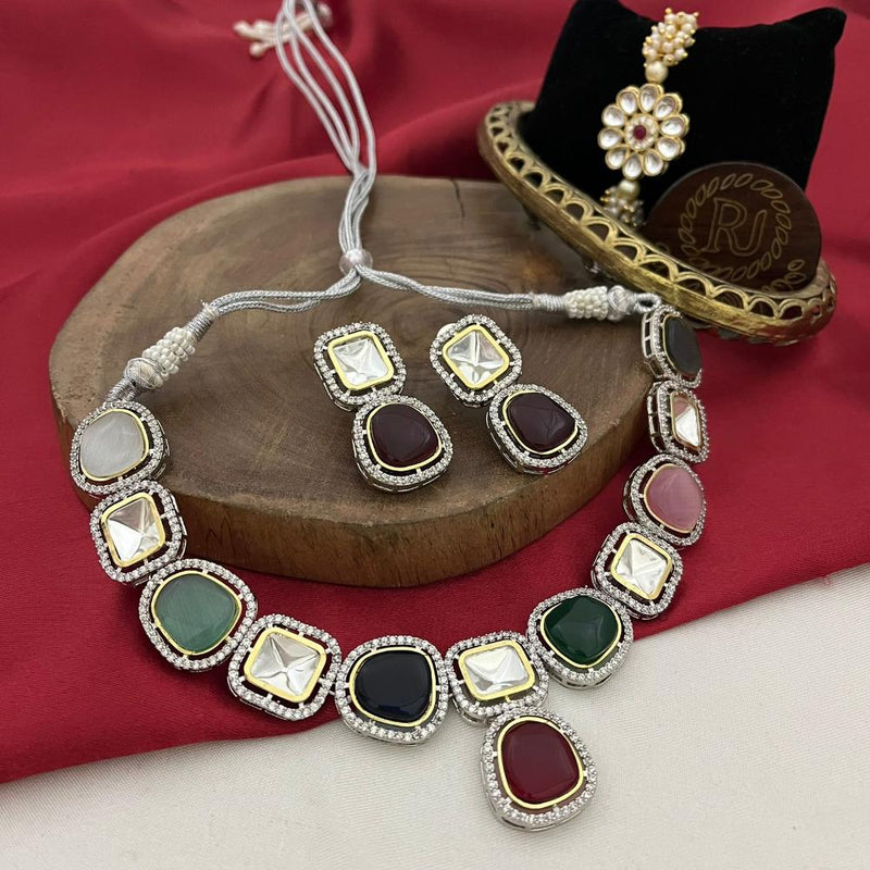 FS Collection 2 Tone Plated Crystal Stone Necklace Set