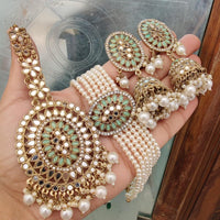 FS Collection Gold Plated Crystal Stone And Mirror Beads Choker Necklace Set