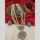 FS Collection 2 Tone Plated Austrian Stone Pearls Necklace Set