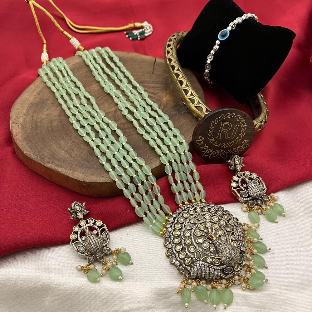 FS Collection Gold Plated Austrian Stone Pearls Necklace Set