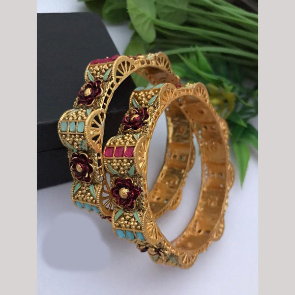 FS Collections Gold Plated Meenakari Bangles Set