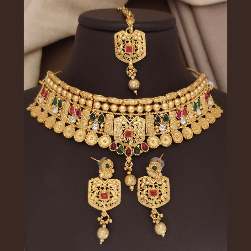 FS Collection Gold Plated Pota Choker Necklace Set