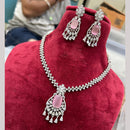 FS Collection Silver Plated American Diamonds Necklace Set