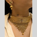 FS Collection Gold Plated Pota Stone Choker Necklace Set
