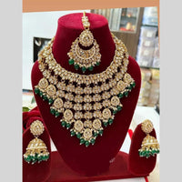 FS Collection Gold Plated Kundan Stone And Beads Necklace Set