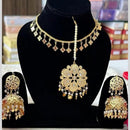 FS Collection Gold Plated Kundan Stone And Beads Necklace Set