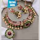 FS Collection Gold Plated Kundan Pearl And Meenakari Necklace Set