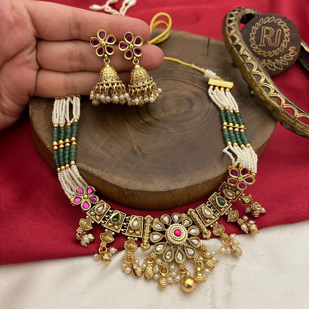 FS Collection Gold Plated Necklace Set