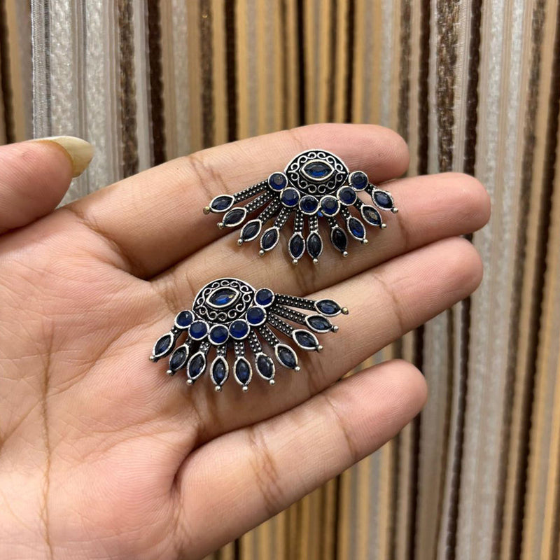 FS Collection Oxidised Plated Pota Stone Dangler Earrings