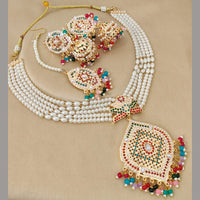 FS Collection Gold Plated Austrian Stone And Pearls Necklace Set