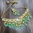 FS Collection Gold Plated Kundan Stone And Beads Choker Necklace Set